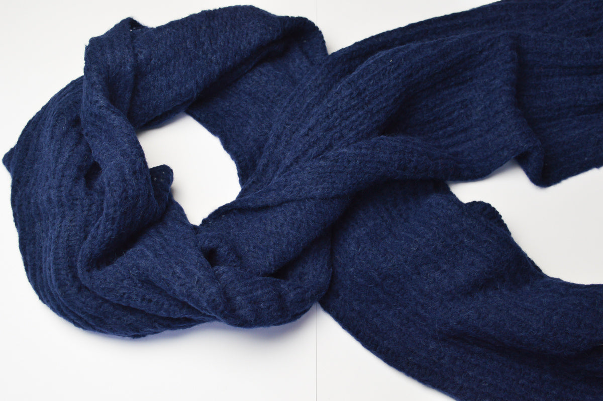 Extra Large Scarf | Navy Blue | Baby Alpaca & Merino Wool Blend | Loosely Knitted