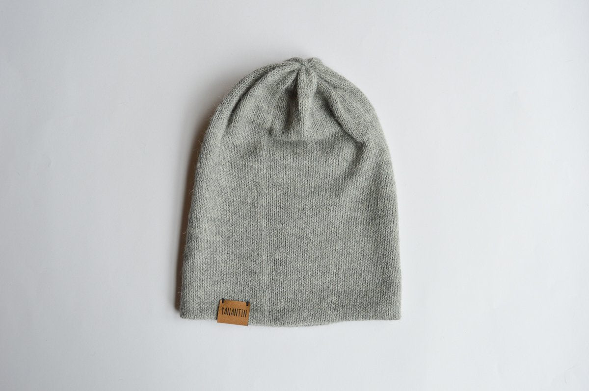 Knitted Hat | Silvery Grey | 100% Alpaca Wool