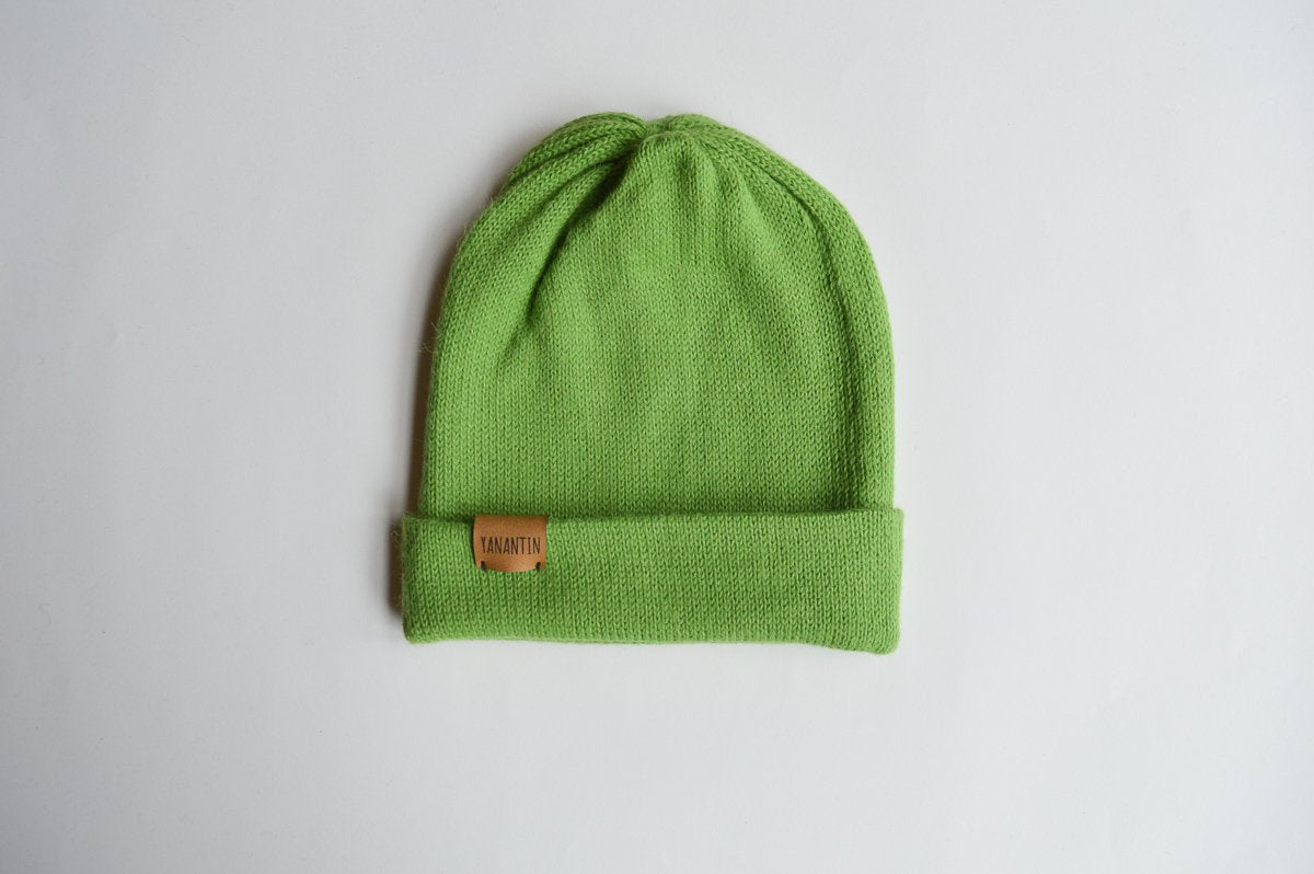 Knitted Hat | Grasshopper Green | 100% Alpaca Wool