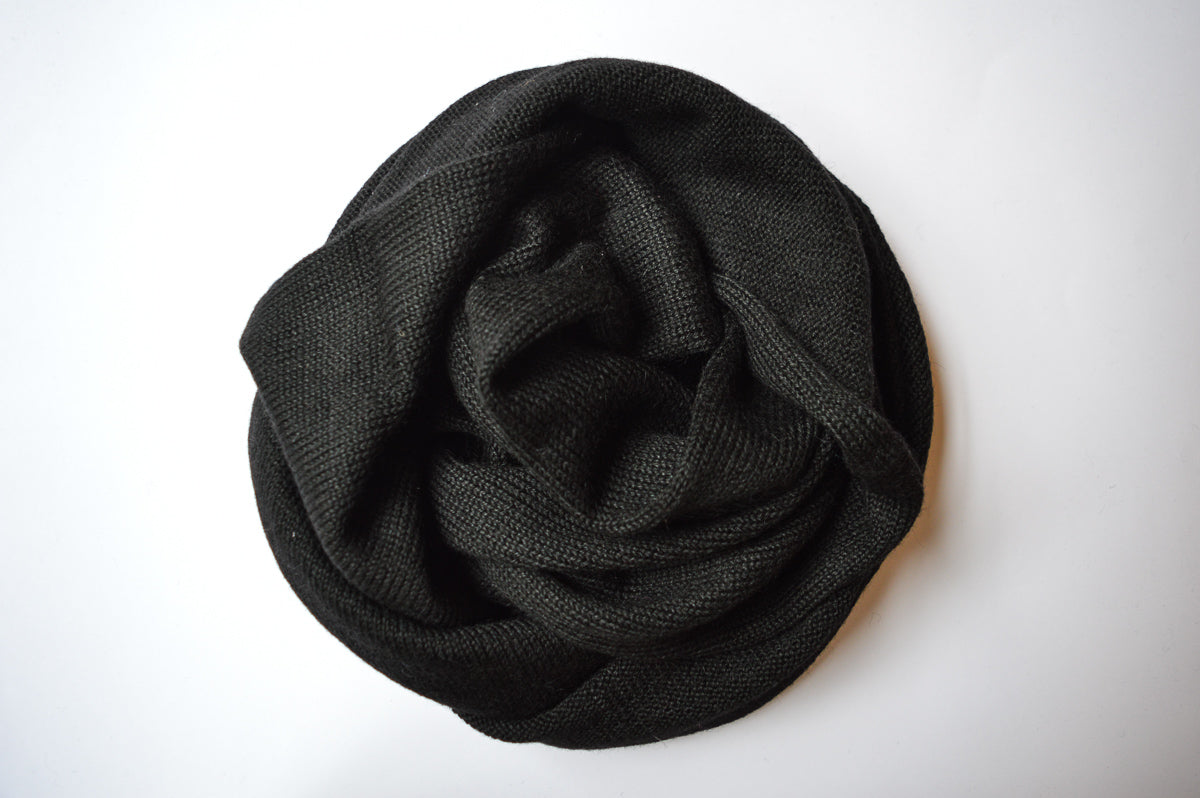Knitted Scarf | Midnight Black | 100% Alpaca Wool