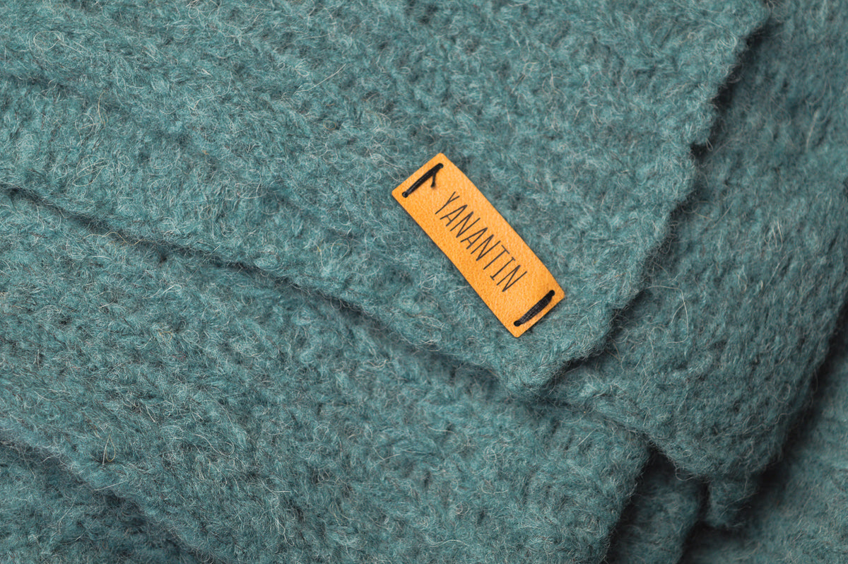 Chunky Scarf | Pine Green | Baby Alpaca & Merino Wool Blend | Loosely Knitted