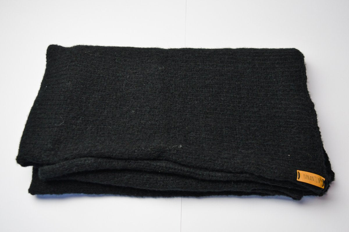 Chunky Scarf | Midnight Black | Baby Alpaca & Merino Wool Blend | Extra Large Size