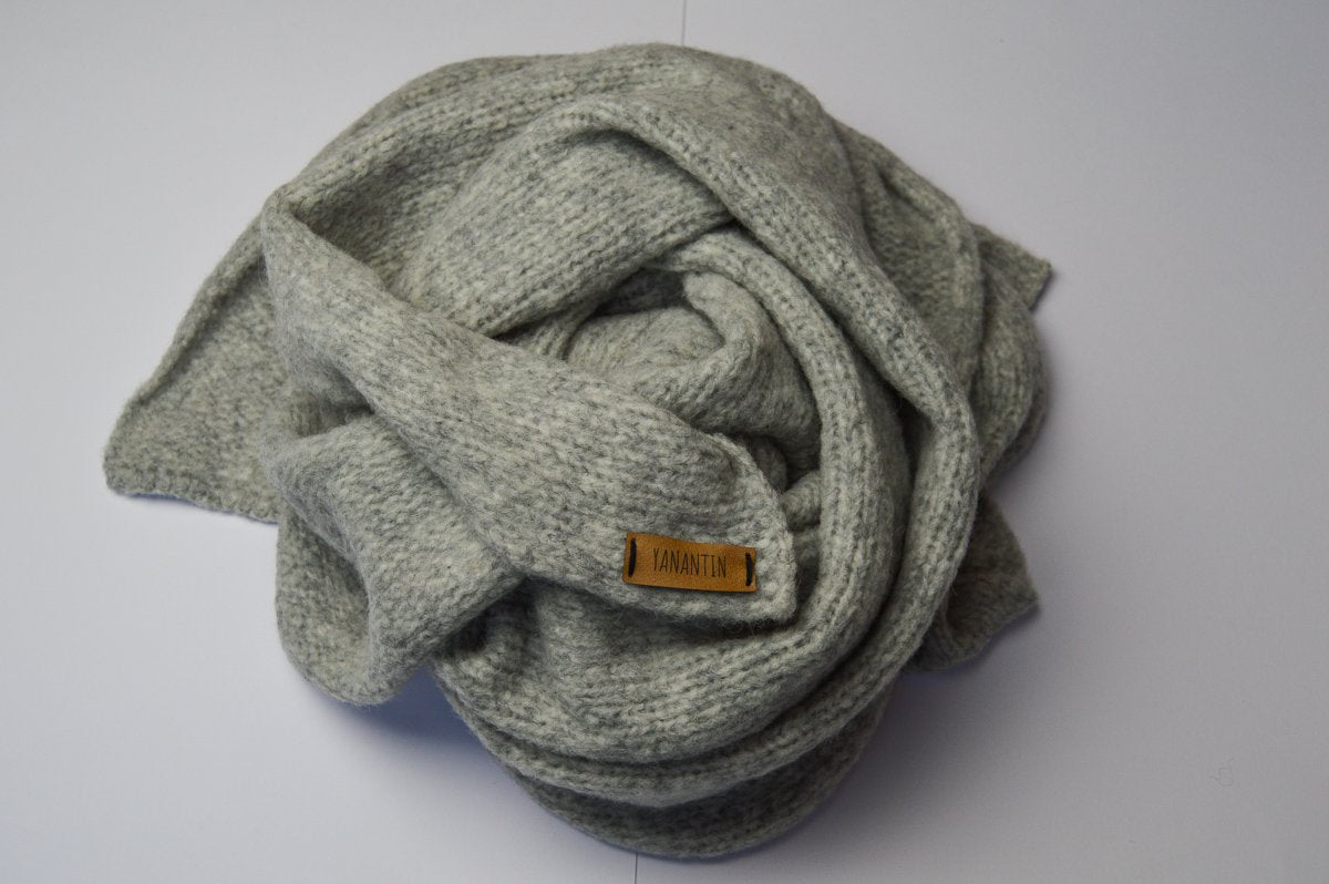 Chunky Scarf | Silvery Grey | Baby Alpaca & Merino Wool Blend | Extra Large Size