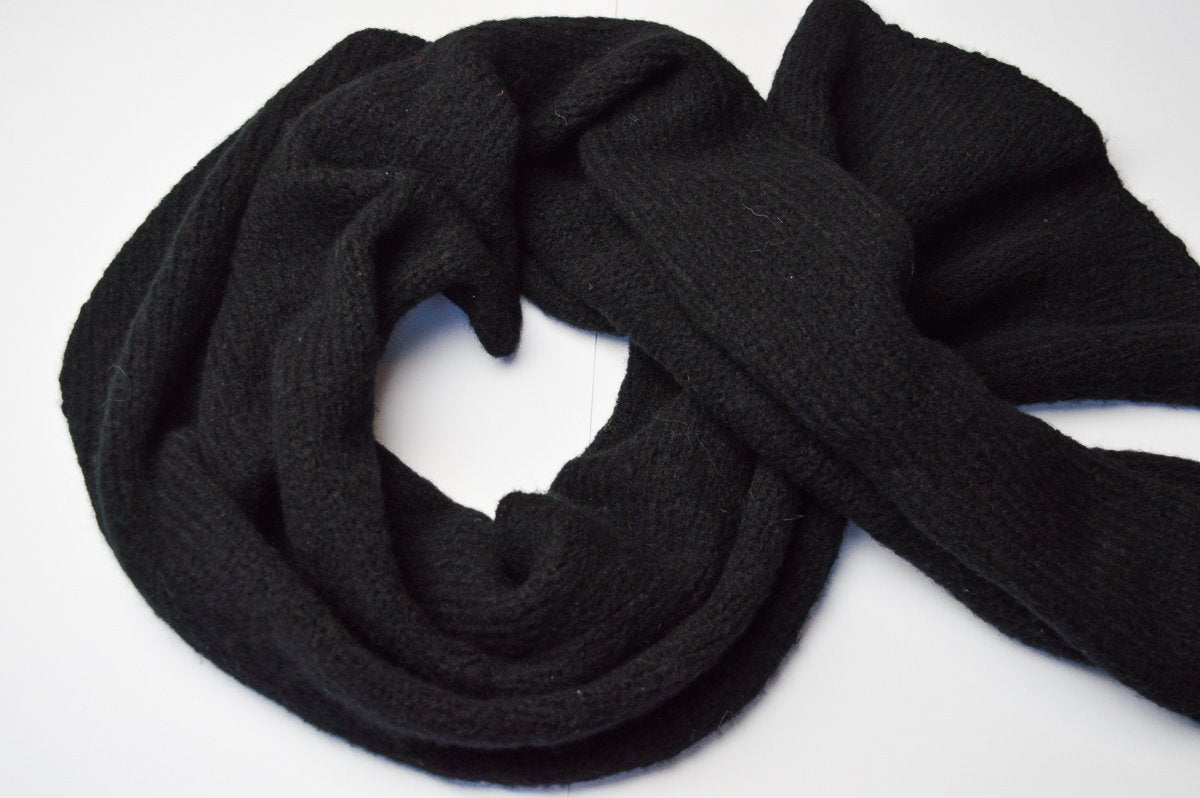 Chunky Scarf | Midnight Black | Baby Alpaca & Merino Wool Blend | Extra Large Size