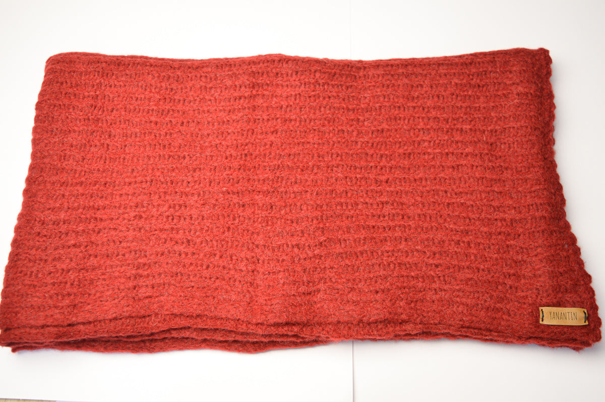 Extra Large Scarf | Royal Red | Baby Alpaca & Merino Wool Blend | Loosely Knitted