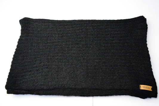 Extra Large Scarf | Midnight Black | Baby Alpaca & Merino Wool Blend | Loosely Knitted