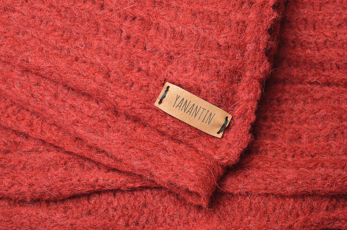 Extra Large Scarf | Royal Red | Baby Alpaca & Merino Wool Blend | Loosely Knitted