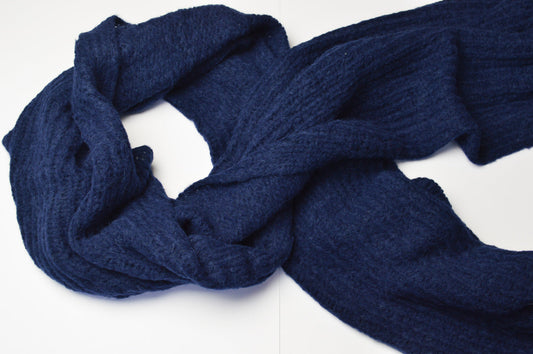 Extra Large Scarf | Navy Blue | Baby Alpaca & Merino Wool Blend | Loosely Knitted