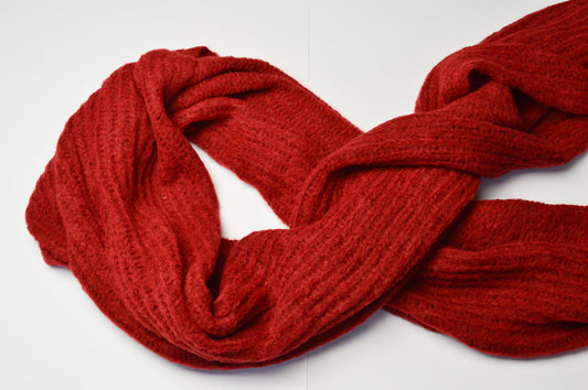 Extra Large Scarf | Royal Red | Baby Alpaca & Merino Wool Blend | Loosely Knitted