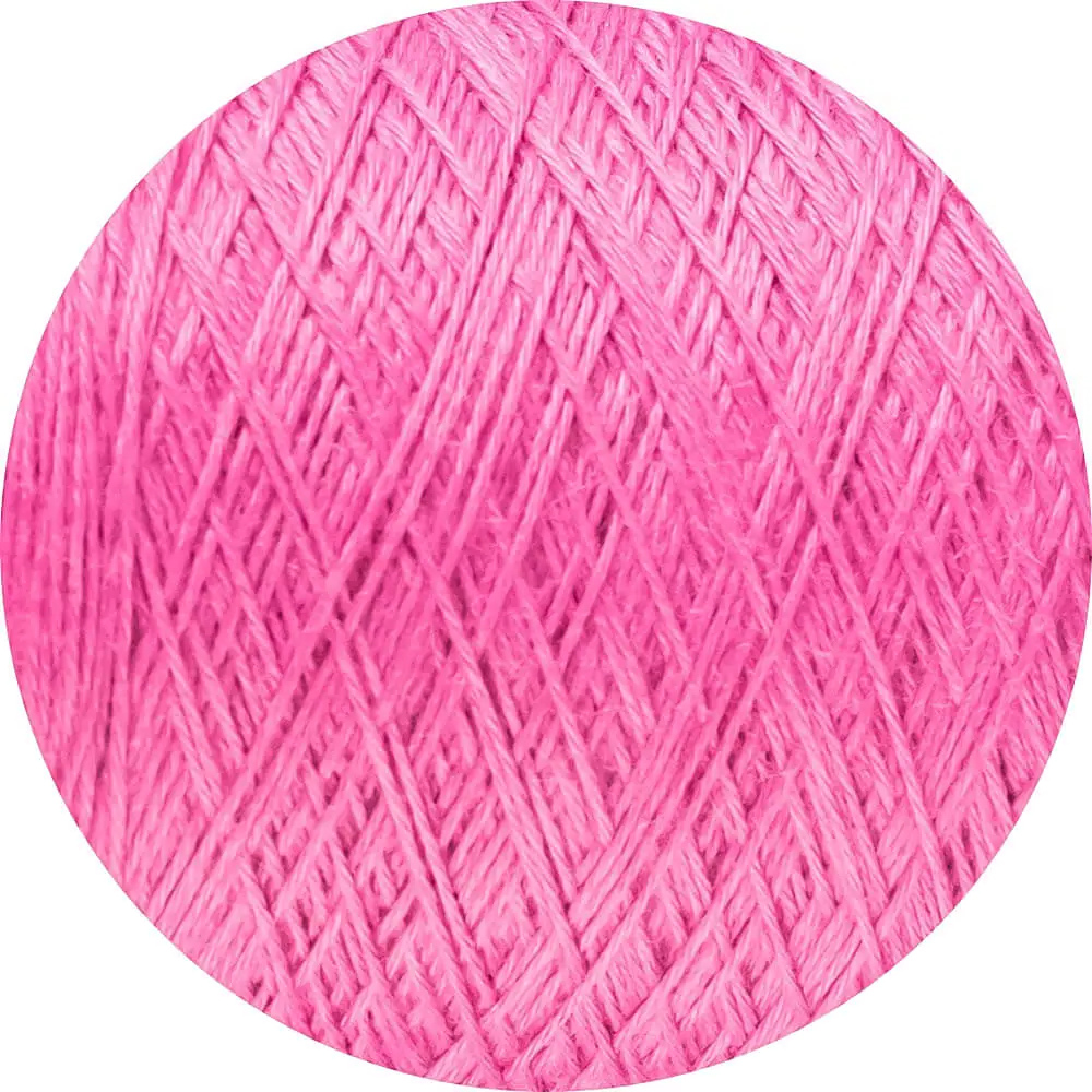 Pink yarn ball on a white background