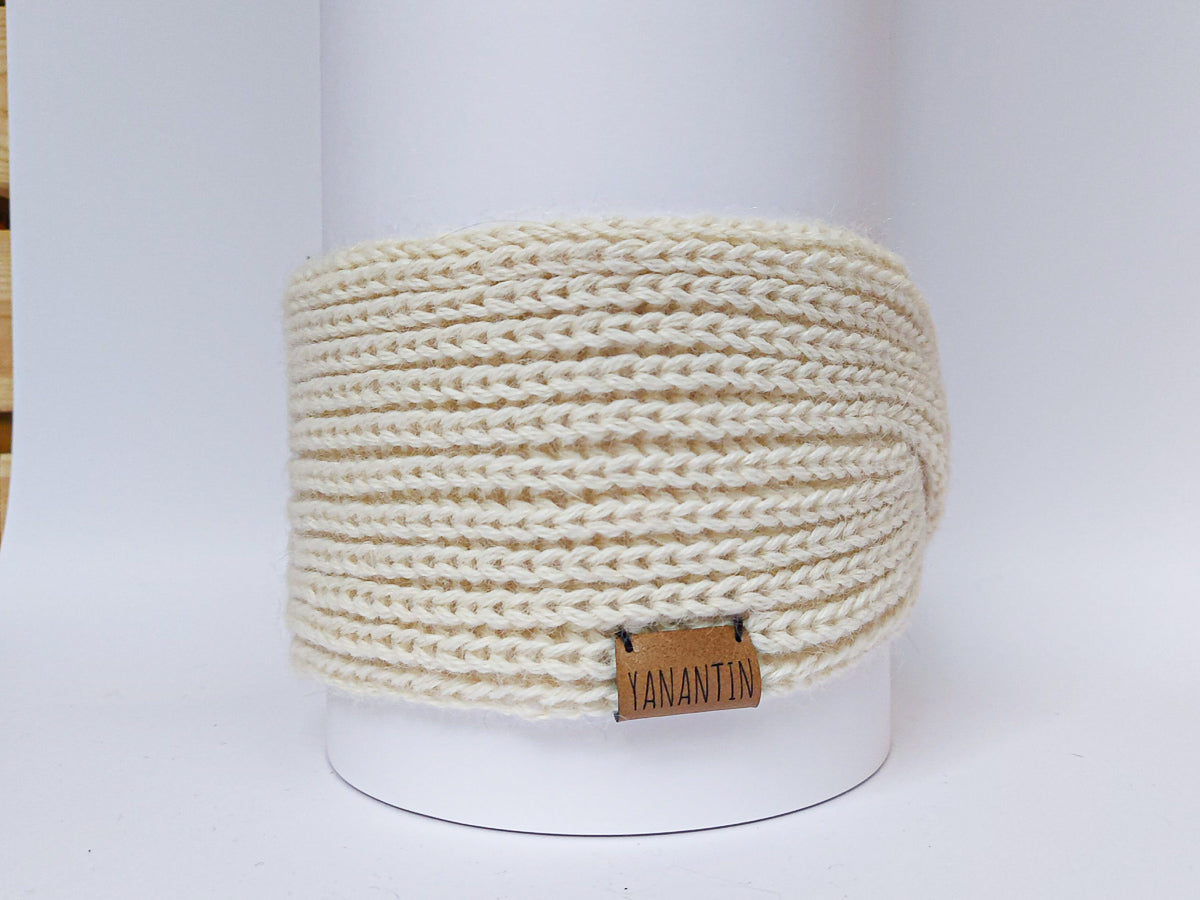 Knitted Headband | White Vanilla | 100% Alpaca Wool