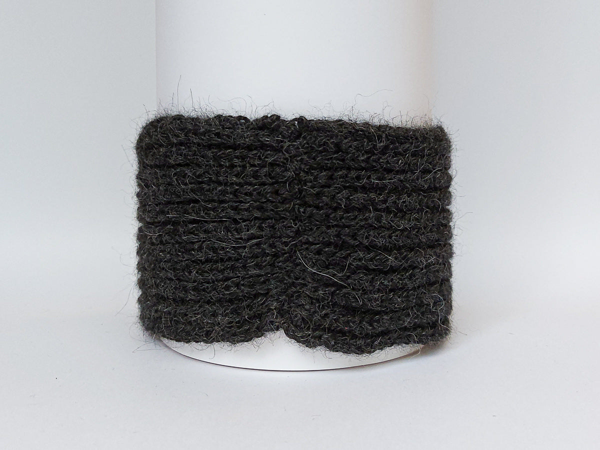 Large Knitted Headband | Stormy Night Grey | 100% Alpaca Wool