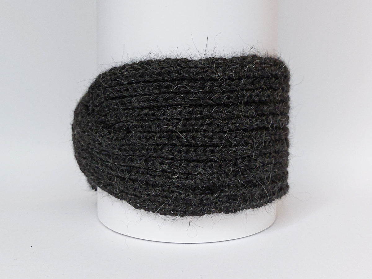 Large Knitted Headband | Stormy Night Grey | 100% Alpaca Wool