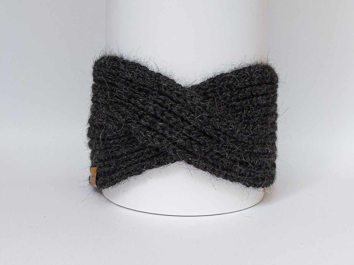Large Knitted Headband | Stormy Night Grey | 100% Alpaca Wool