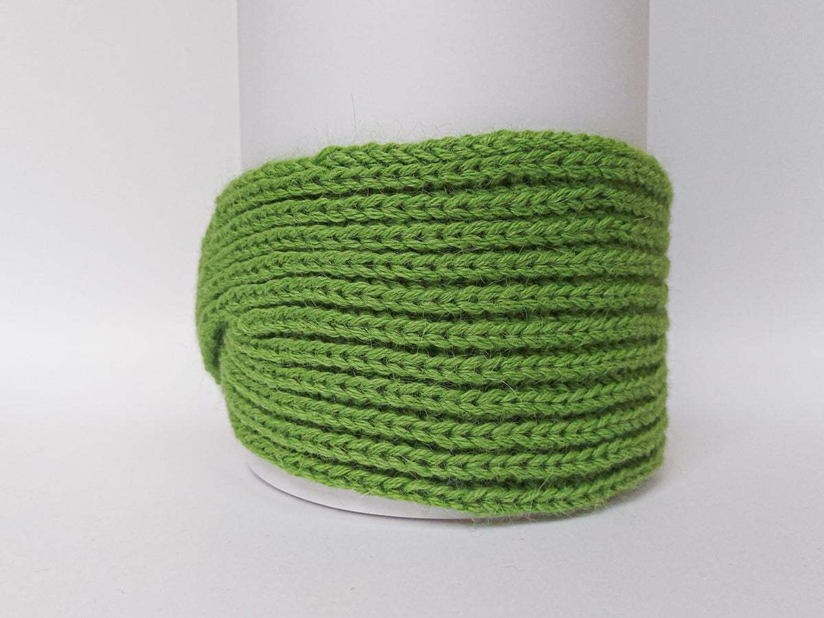Large Knitted Headband | Grasshopper Green | 100% Alpaca Wool
