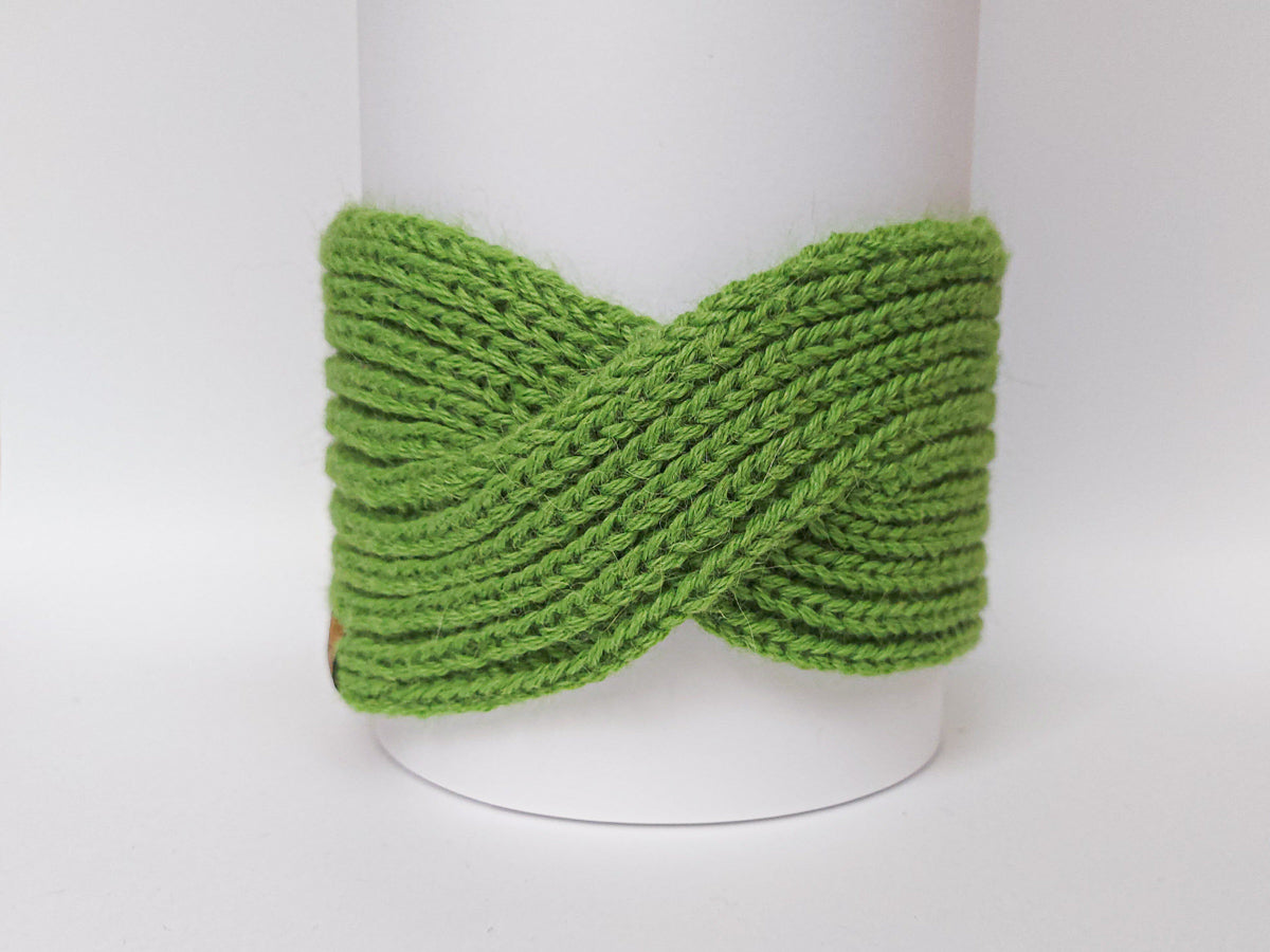 Large Knitted Headband | Grasshopper Green | 100% Alpaca Wool
