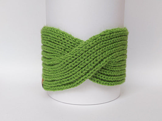 Large Knitted Headband | Grasshopper Green | 100% Alpaca Wool
