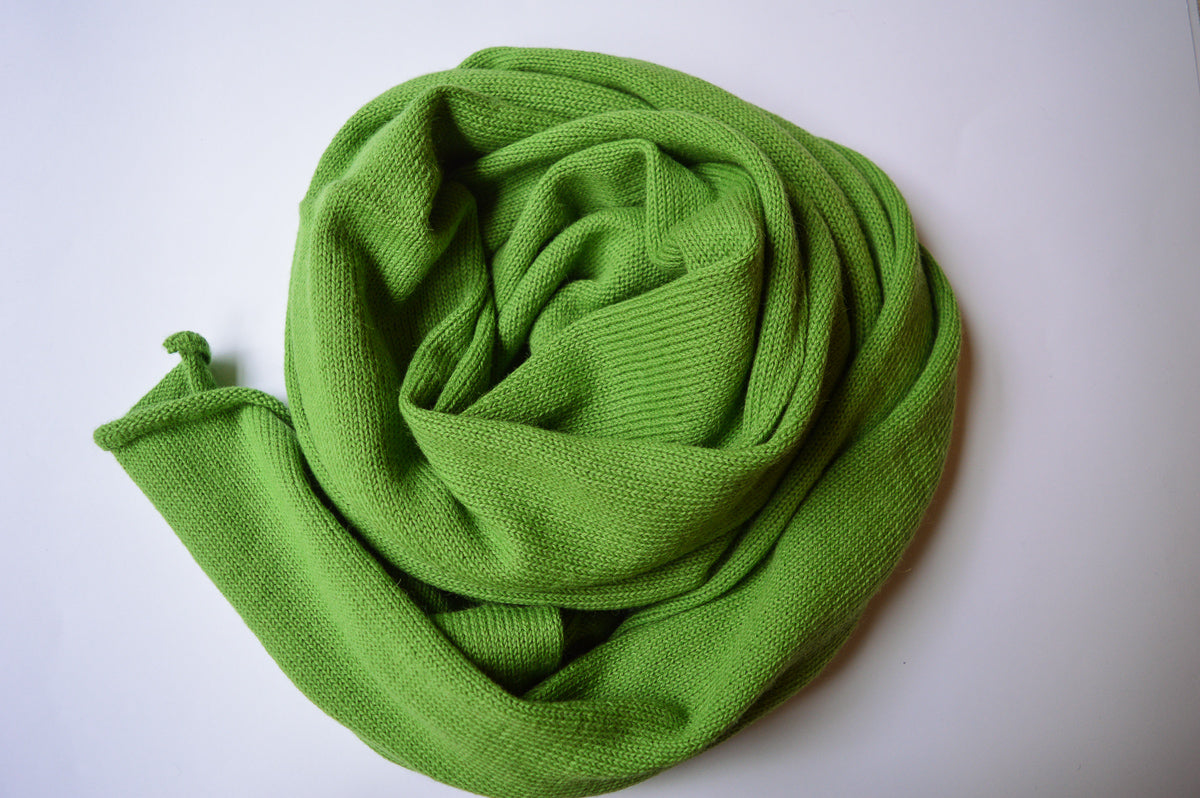 Knitted Scarf | Grasshopper Green | 100% Alpaca Wool