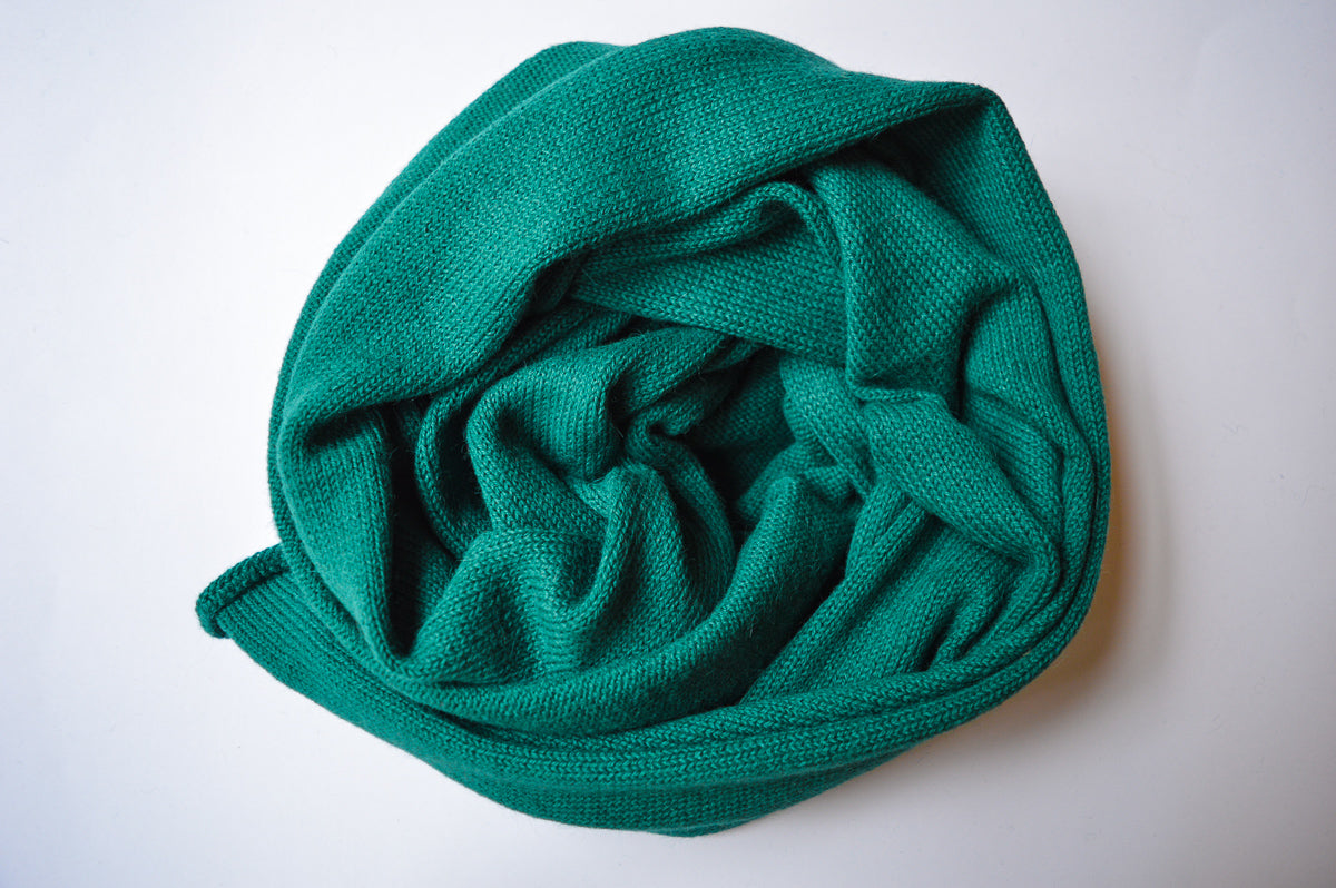 Large Medium Knitted Scarf | Seaweed Green | 100% Alpaca Wool