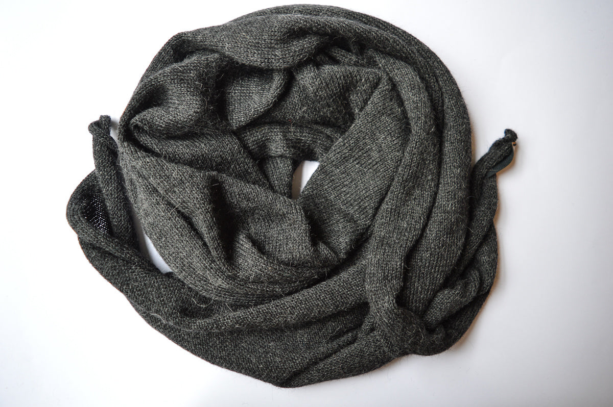 Extra Large Knitted Scarf | Stormy Night Grey | 100% Alpaca Wool