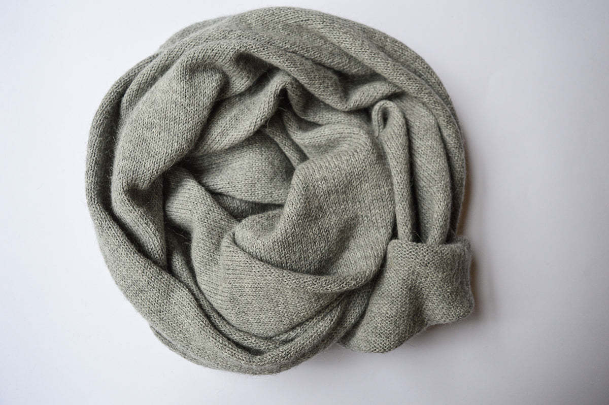 Extra Large Knitted Scarf | Silvery Grey | 100% Alpaca Wool