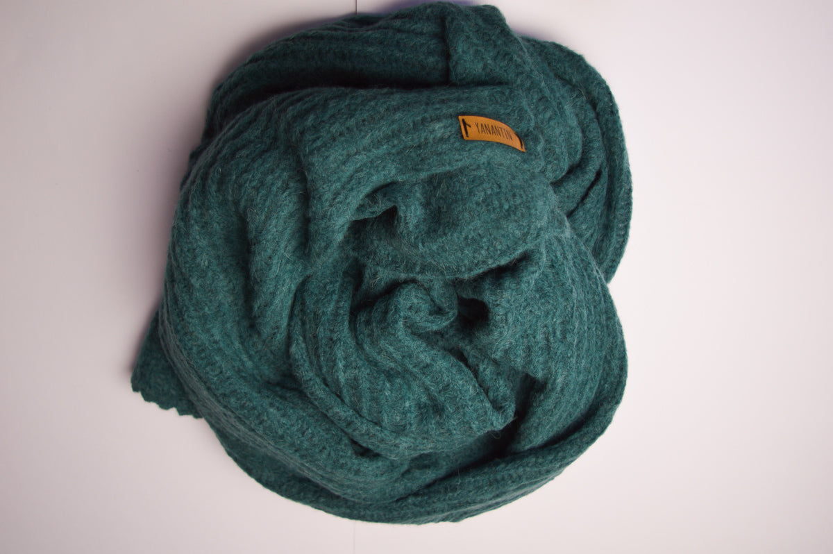 Open-Knit Scarf | Pine Green | Baby Alpaca & Merino Wool Blend | Extra Large Size
