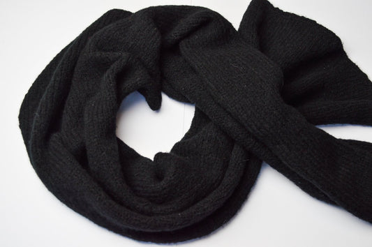 Chunky Scarf | Midnight Black | Baby Alpaca & Merino Wool Blend | Extra Large Size