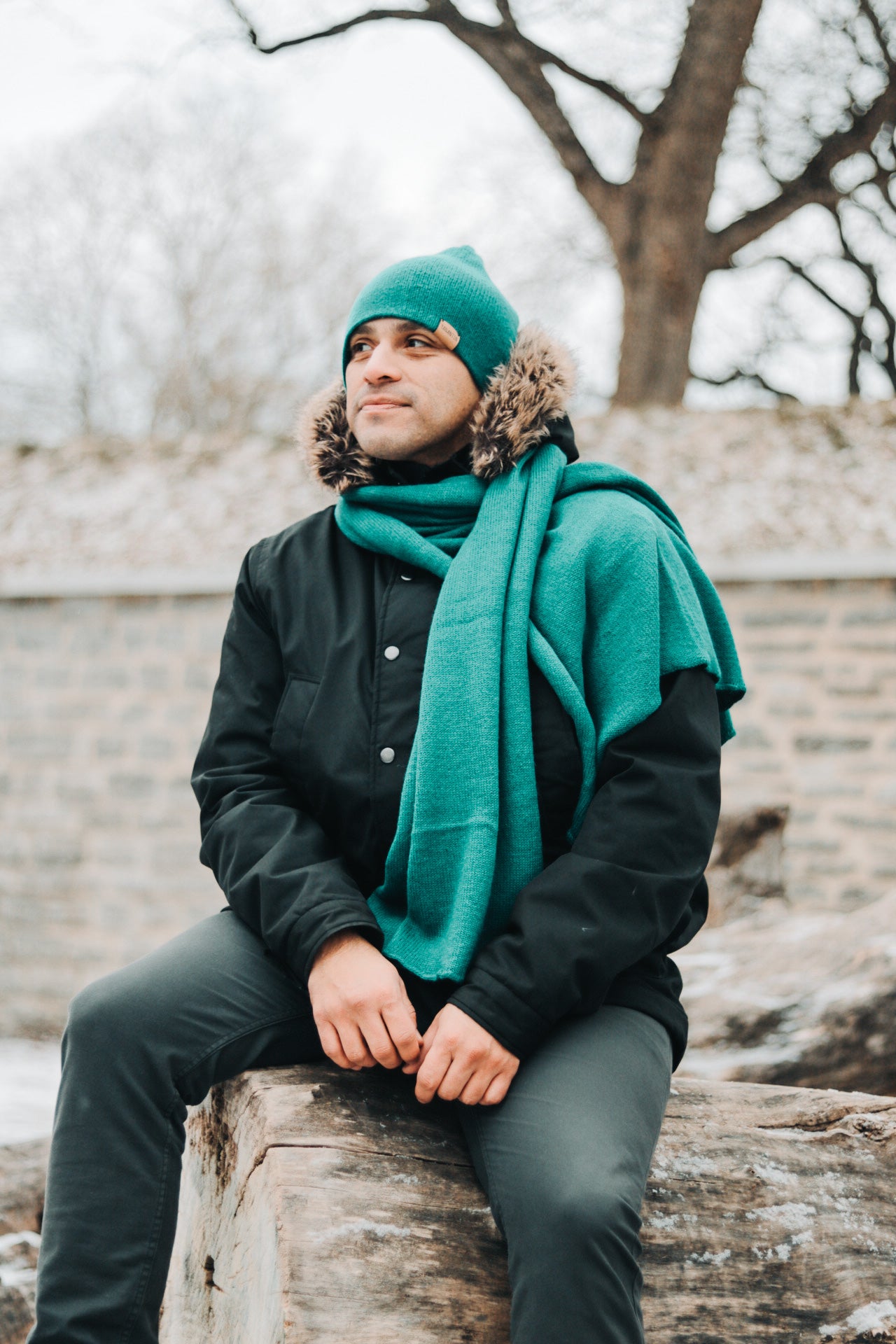 Large Medium Knitted Scarf | Seaweed Green | 100% Alpaca Wool