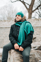 Large Medium Knitted Scarf | Seaweed Green | 100% Alpaca Wool