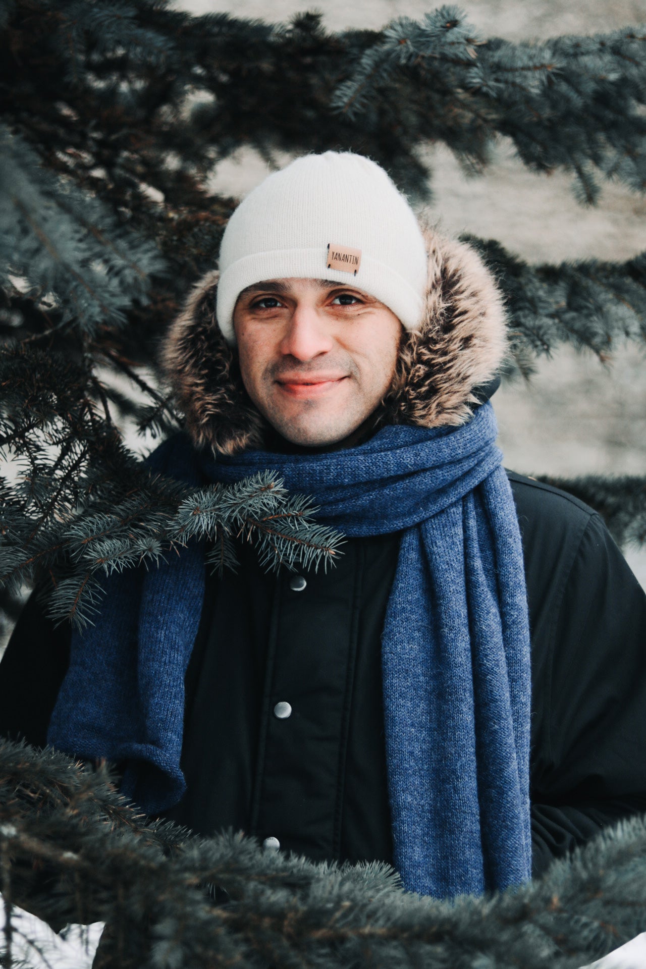 Extra Large Knitted Scarf | Steel Blue | 100% Alpaca Wool